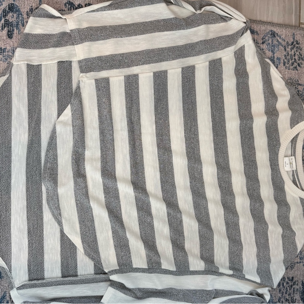 Gray and White Striped Sweater